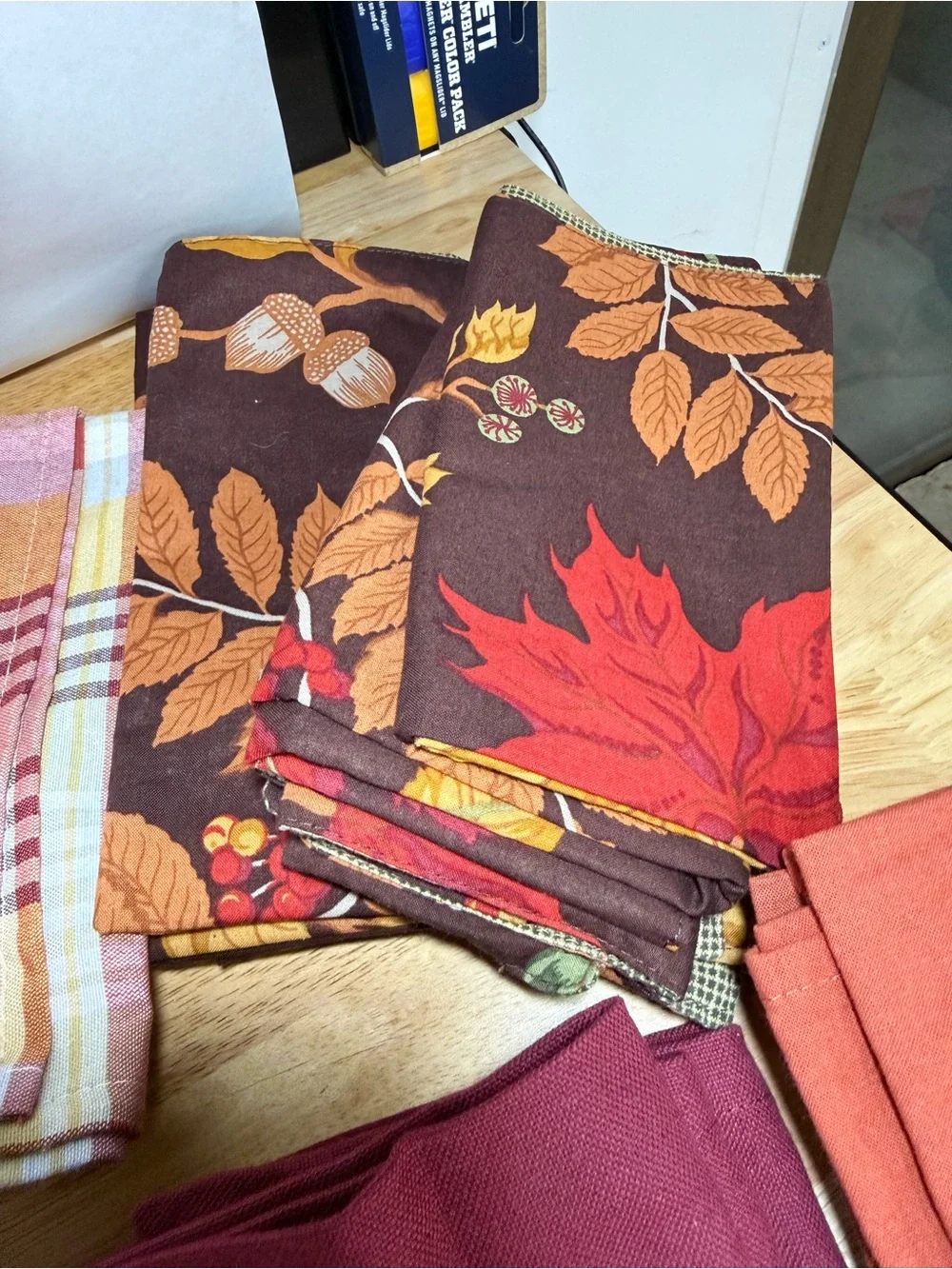 Lot Autumn Fall Themed Cloth Napkins Cottagecore Party Hosting Cotton Farmhouse